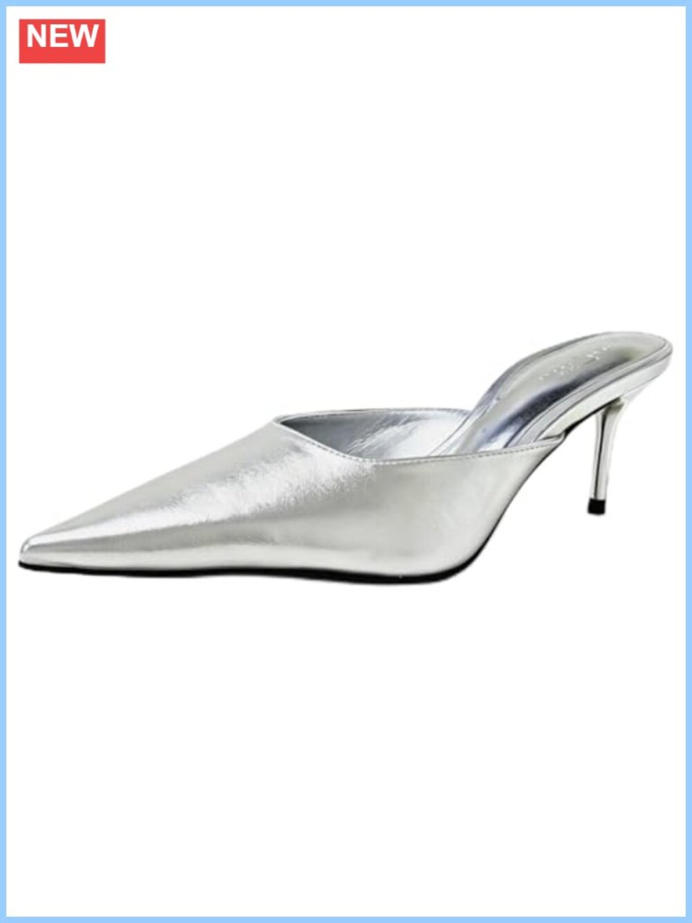 Patent Leather Stiletto Mule Pumps Pointed Toe Dress Heels
